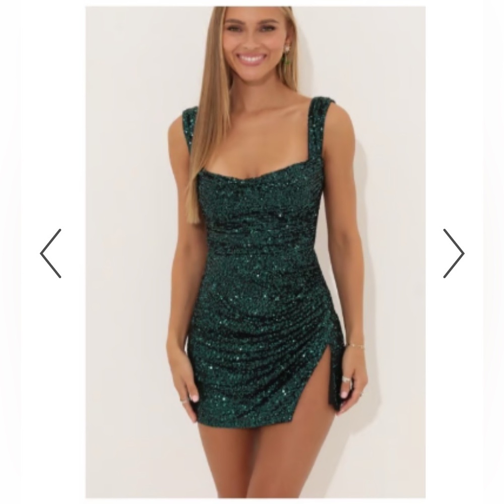 Lucy in the Sky Emerald Green Sequin Mini Dress